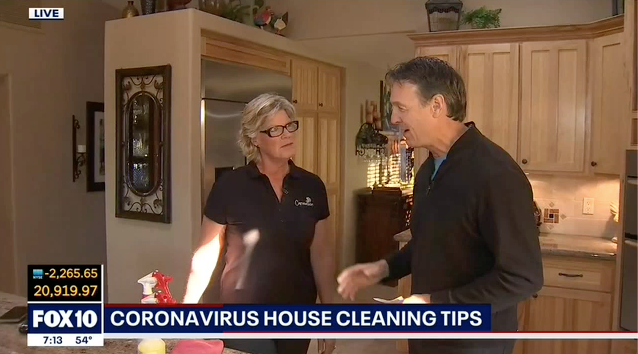 Coronavirus House Cleaning Tips, Fox10 AZ AM morning news on March 16, 2020